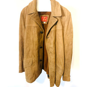 R. Sherman Brown Genuine Leather Button Front Jacket oversized